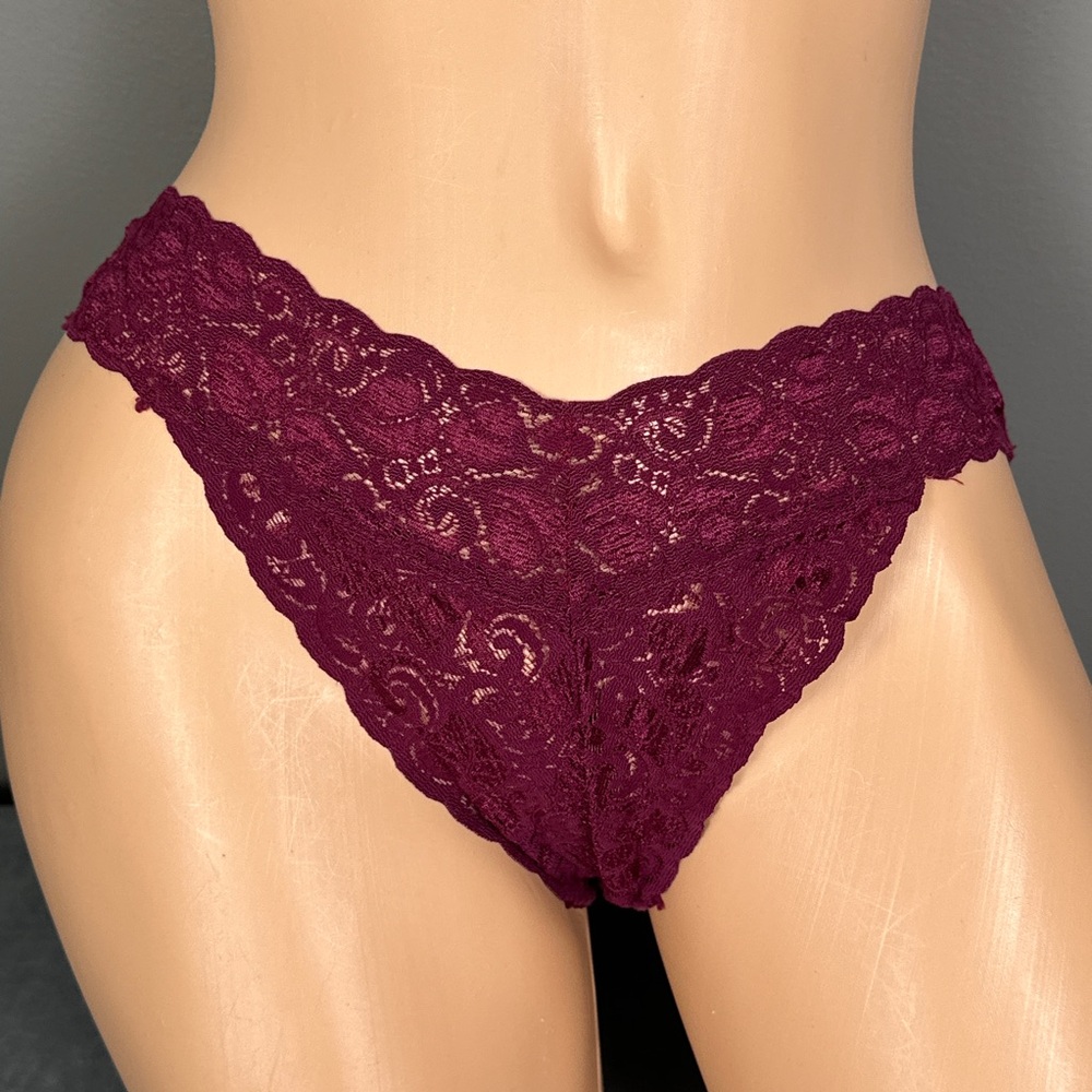 Vintage GIA Panties Burgundy Lace Bikini Size Large 7 100% Cotton Back Panty